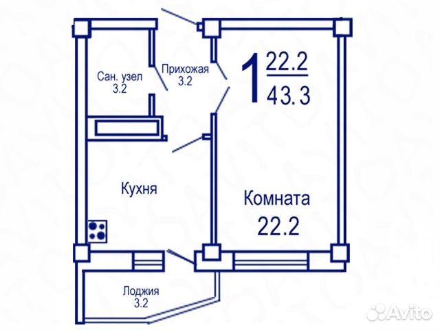 Однокомнатная квартира в левобережном