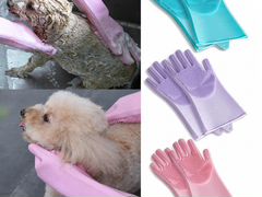 Перчатки силиконовые для ухода за шерстью собак