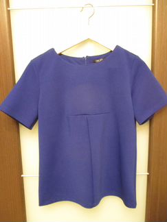 Синяя блузка с коротким рукавом 46 р-р