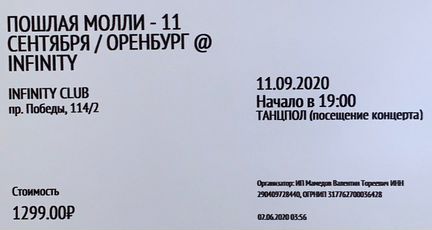 Билет на концерт Пошлая Молли (танцпол)