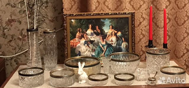 Вазы хрусталь мельхиор СССР серебро