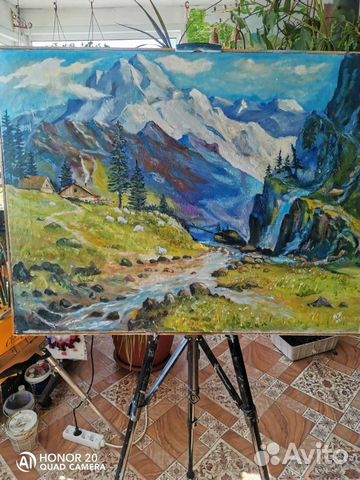 Картина маслом на холсте большая, Горный алтай