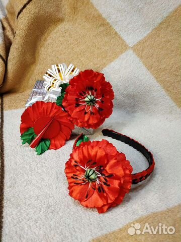 Ободок и заколки Красный мак