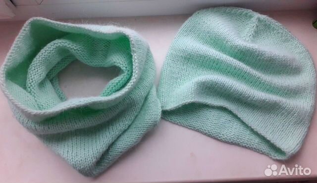 Шапка бини и снуд из пуха норки