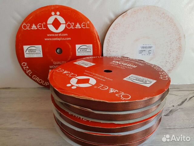 Лента атласная коричневая 12 мм в катушке 100м