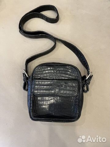 Сумка мужская из натуральной кожи крокодила черная