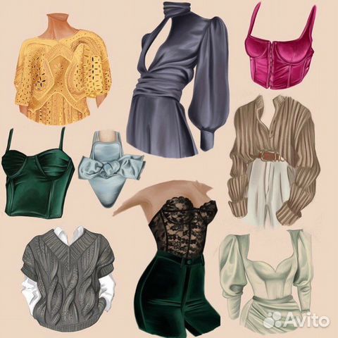 Иллюстратор, одежда, еда, эскизы, визуал, fashion