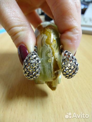 Серебряный комплект (925) серьги и кольцо. Сеточка Серебряный комплект (925) серьги и кольцо. Сеточка