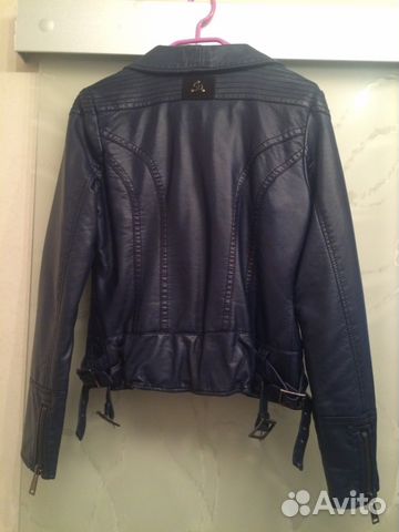 Куртка кожаная синяя ветровка белая 44р