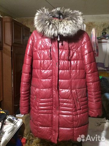 Продам пуховик кожаный зимний