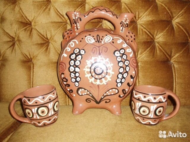 Кувшин восточный с 2-мя носиками + 2 кружки