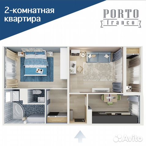2-к квартира, 62.3 м², 4/6 эт.