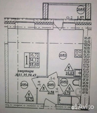 1-к квартира, 36 м², 3/5 эт.
