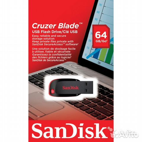 Флешка USB Flash SanDisk Cruzer Blade 64 гб Флешка USB Flash SanDisk Cruzer Blade 64 гб