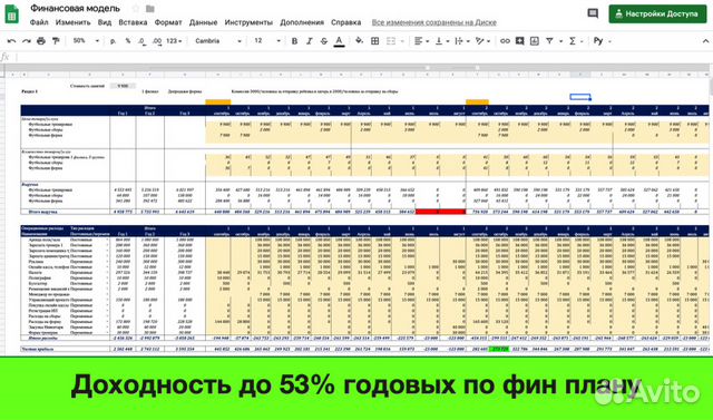 Пасс. доход от футбольных школ. Окупаемость 13 мес