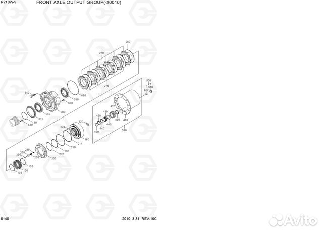 Комплект уплотнений моста hyundai R200W-7 R210W-9