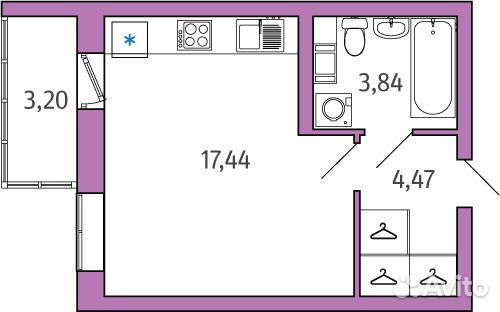 1-к квартира, 26.7 м², 2/9 эт.