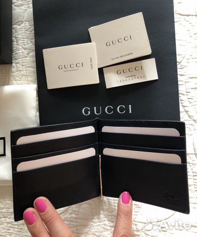Синий зажим картхолдер Gucci, Италия, оригинал Синий зажим картхолдер Gucci, Италия, оригинал