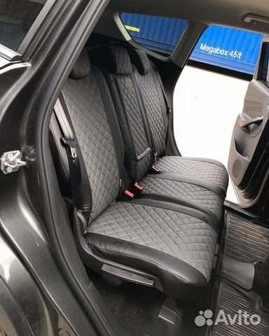 Авточехлы Автопилот ромб черно-серый экокожа