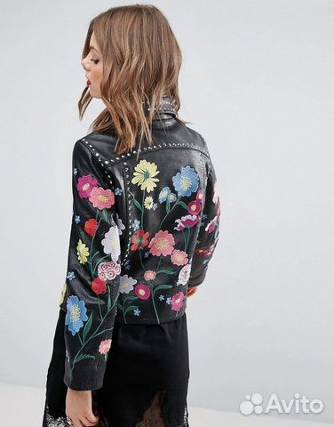 Кожаная куртка с цветочной вышивкой ASOS Кожаная куртка с цветочной вышивкой ASOS