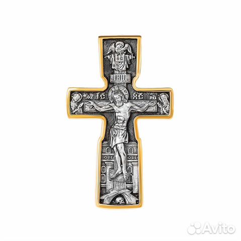 Серебряный мужской православный крест, чернение с Серебряный мужской православный крест, чернение с