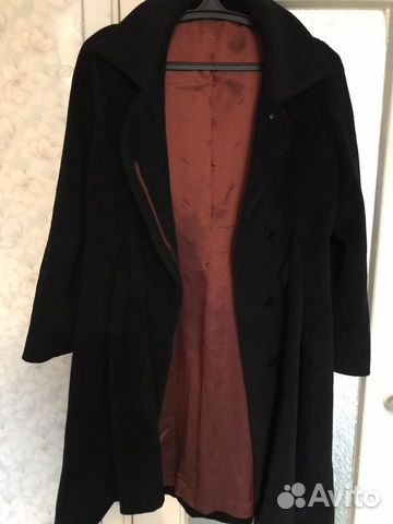 Пальто женское кашемировое чёрное с поясом