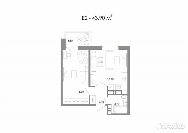 2-к квартира, 44 м², 8/24 эт.