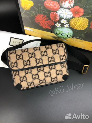 Поясная сумка Gucci из шерсти с орнаментом GG