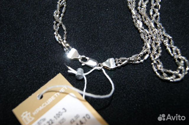 Женская серебряная цепь колье 45 см трех цепочек