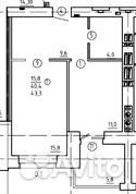 1-к квартира, 43.3 м², 6/10 эт.