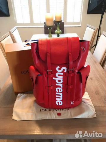 Рюкзак Louis Vuitton Supreme Красный LV Christophe