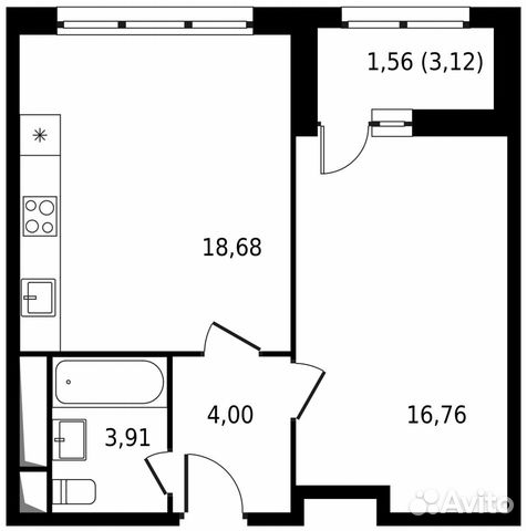 1-к квартира, 44.9 м², 14/21 эт. 1-к квартира, 44.9 м², 14/21 эт.