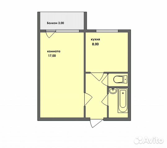 1-к квартира, 33.1 м², 1/10 эт.