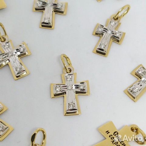 Золотой крест 750 пробы с бриллиантами