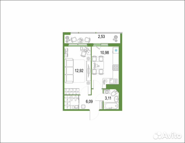 1-к квартира, 35.6 м², 9/22 эт.