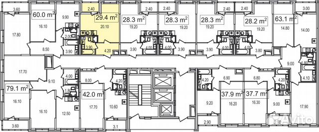 Студия, 29.4 м², 13/25 эт. Студия, 29.4 м², 13/25 эт.