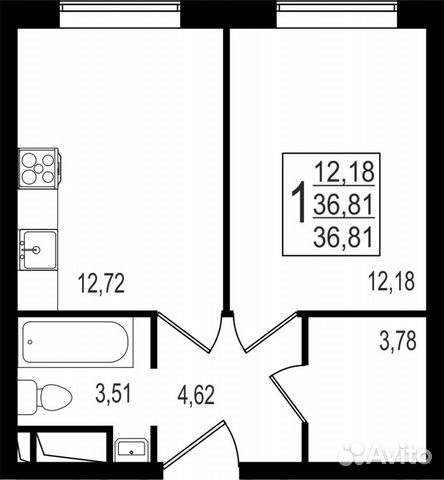 1-к квартира, 36.8 м², 2/27 эт. 1-к квартира, 36.8 м², 2/27 эт.