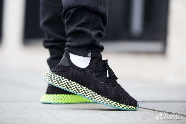 Adidas Deerupt черные с зеленым Adidas Deerupt черные с зеленым