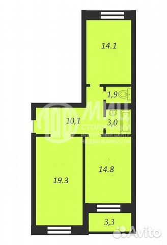 2-к квартира, 63.7 м², 4/25 эт.