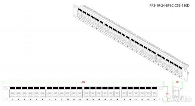 Патч-панель Hyperline 24 порта 14шт Патч-панель Hyperline 24 порта 14шт
