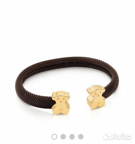 Браслет коричневый Tous Mesh с золотым медвежонком