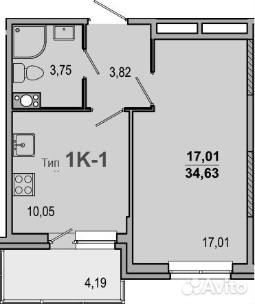 1-к квартира, 38.8 м², 11/11 эт.