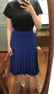 Юбка синяя плиссированная миди 44-46 размер
