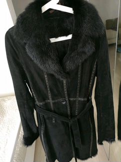Дубленка чёрная из кролика жен, бу, р44-46