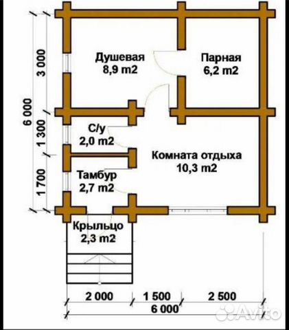 Планировка бани 6х6 из бревна Дешёвые срубы домов и бань из сосны купить в Уфе Товары для дома и дачи Авито