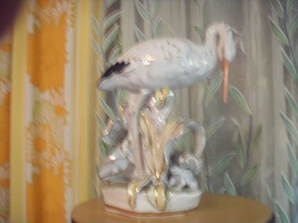 Фарфоровая статуэтка Цапля СССР клюв приклеен