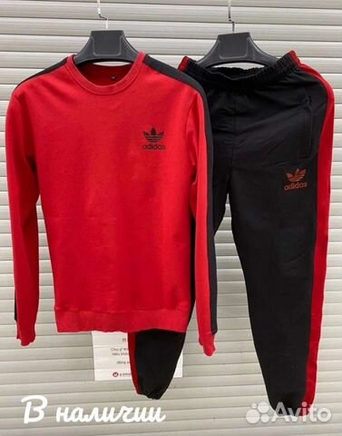 Мужской спортивный костюм адидас красный 50