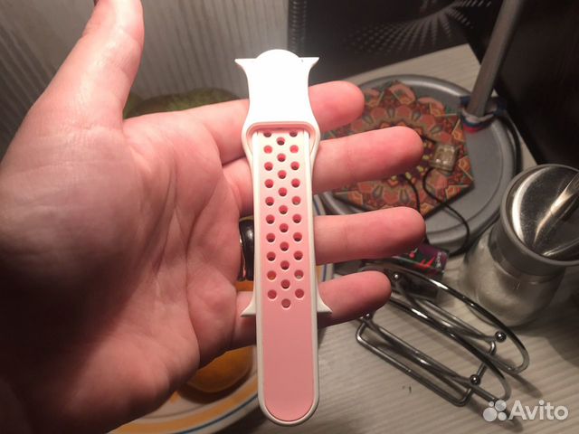 Ремешок браслет бело-розовый apple watch 38mm