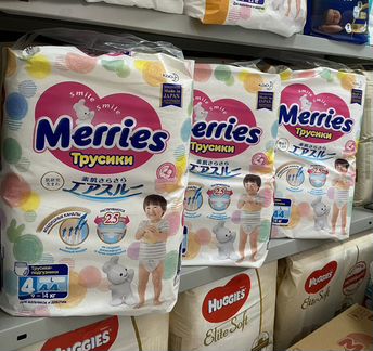 Подгузники-трусики Merries M, L, XL, XXL