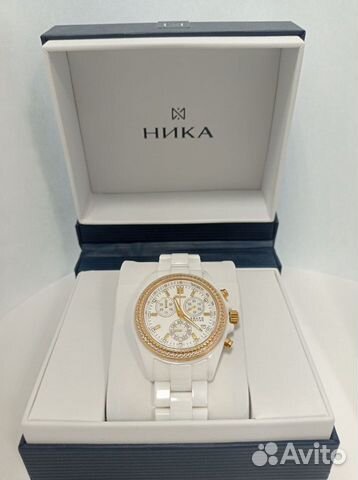 Часы унисекс Ника золотые с керамическим браслетом